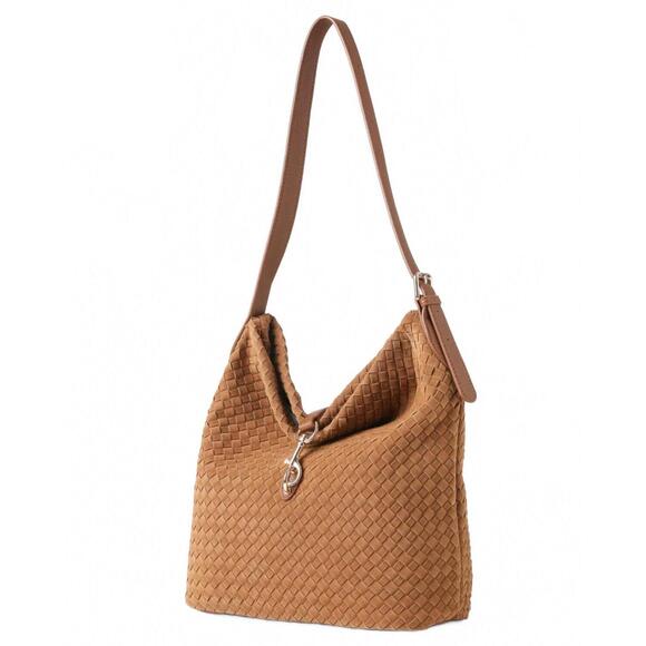 NEW HAUTE SHORE women's sandy woven shoulder bag in saddle - Picture 3 of 5